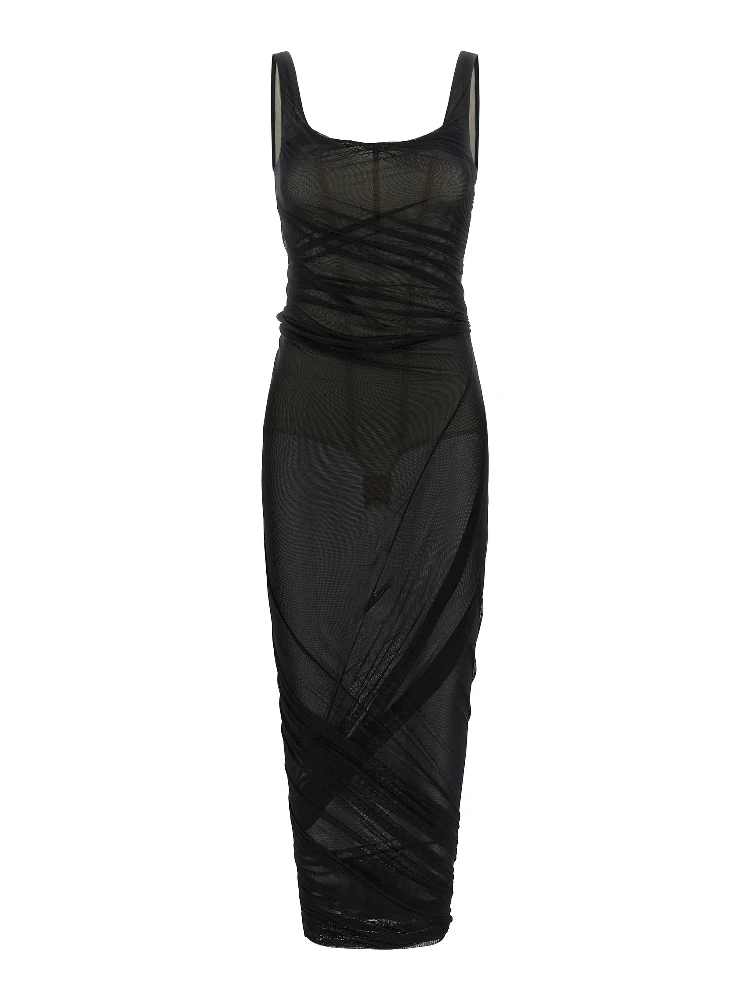 Black Polyamide Midi Dress