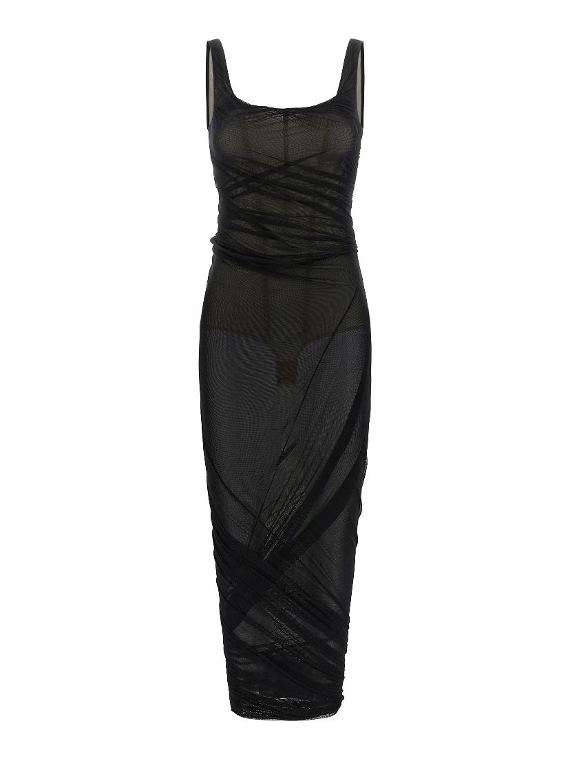 Black Polyamide Midi Dress