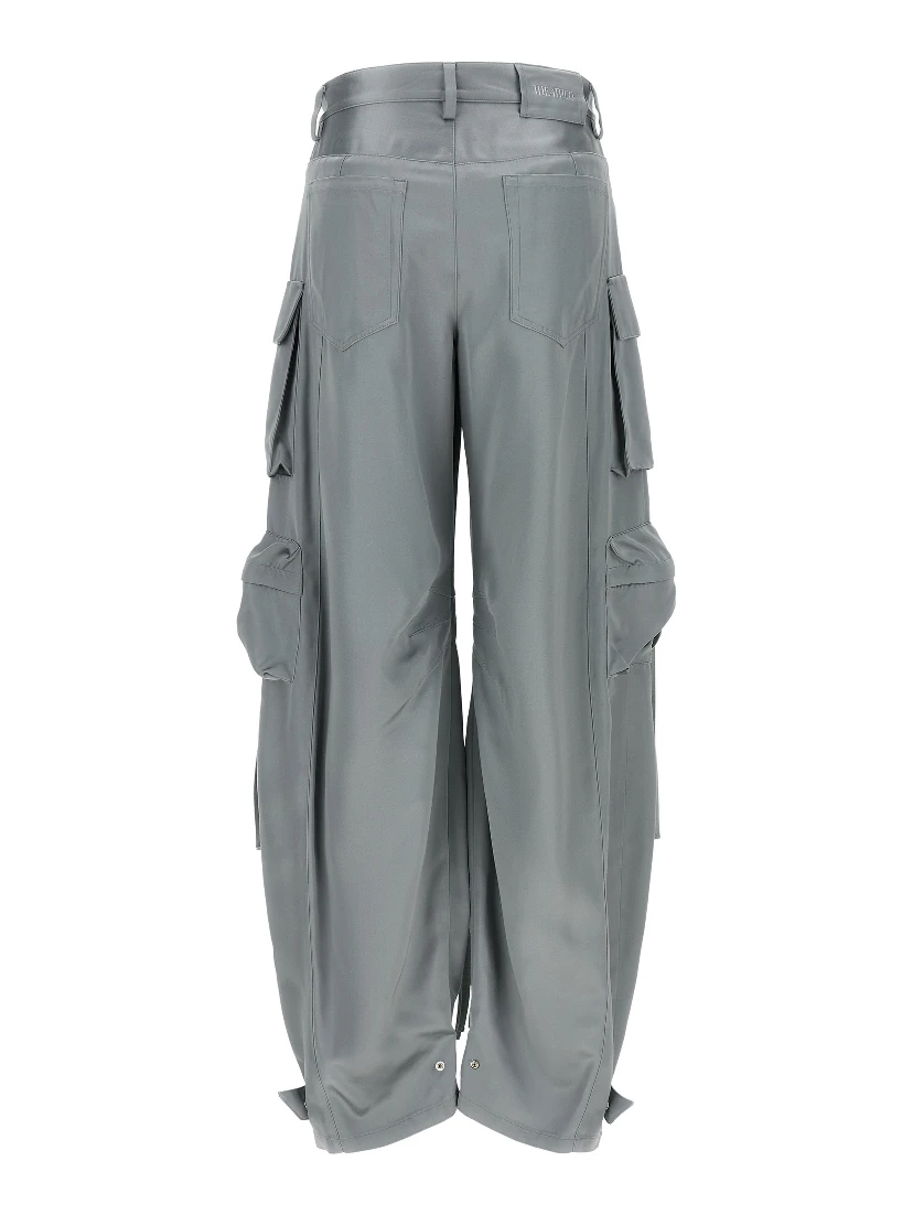 Gray Viscose Cargo Pants