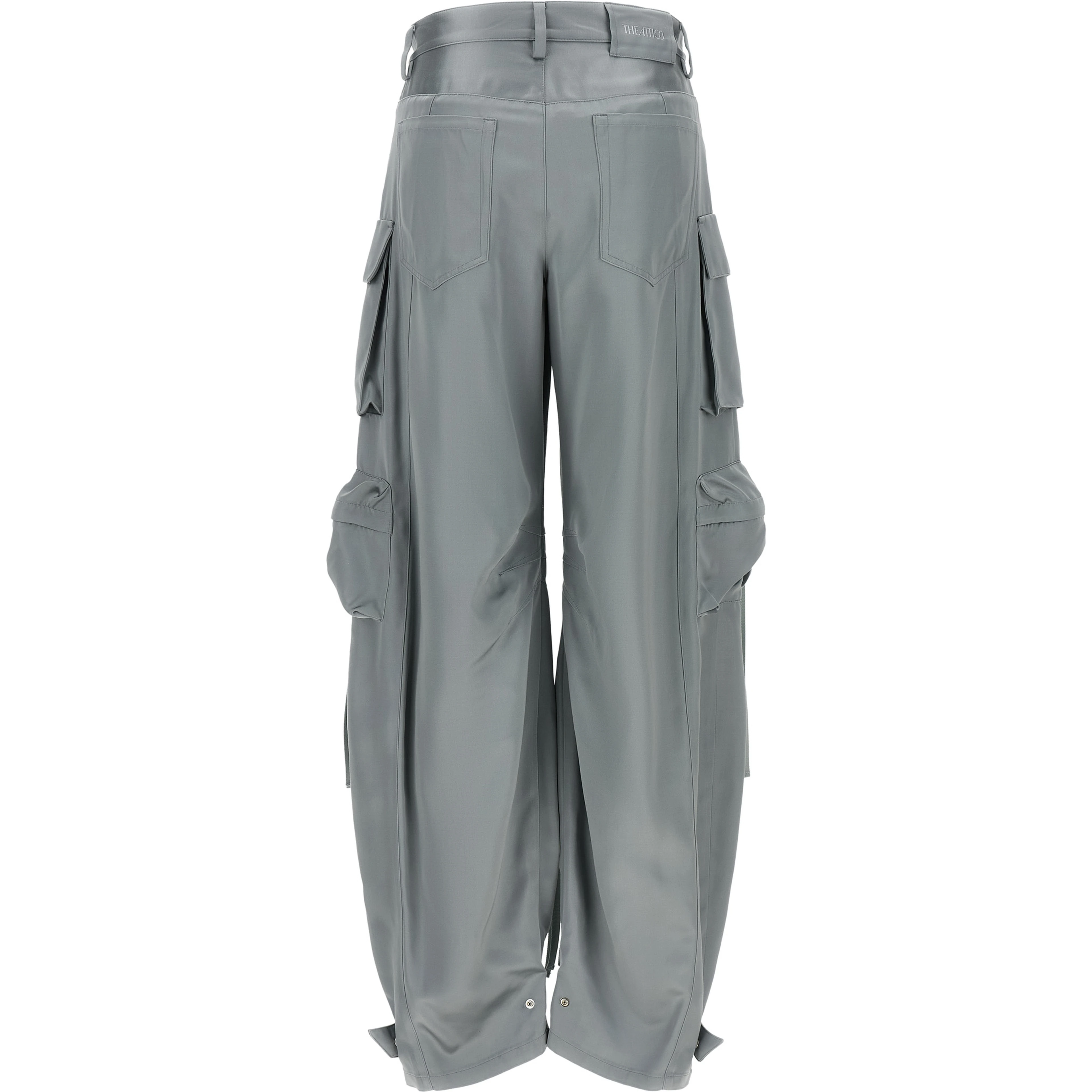 Gray Viscose Cargo Pants
