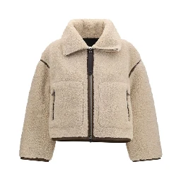 Beige Polyester Full-Length Jacket