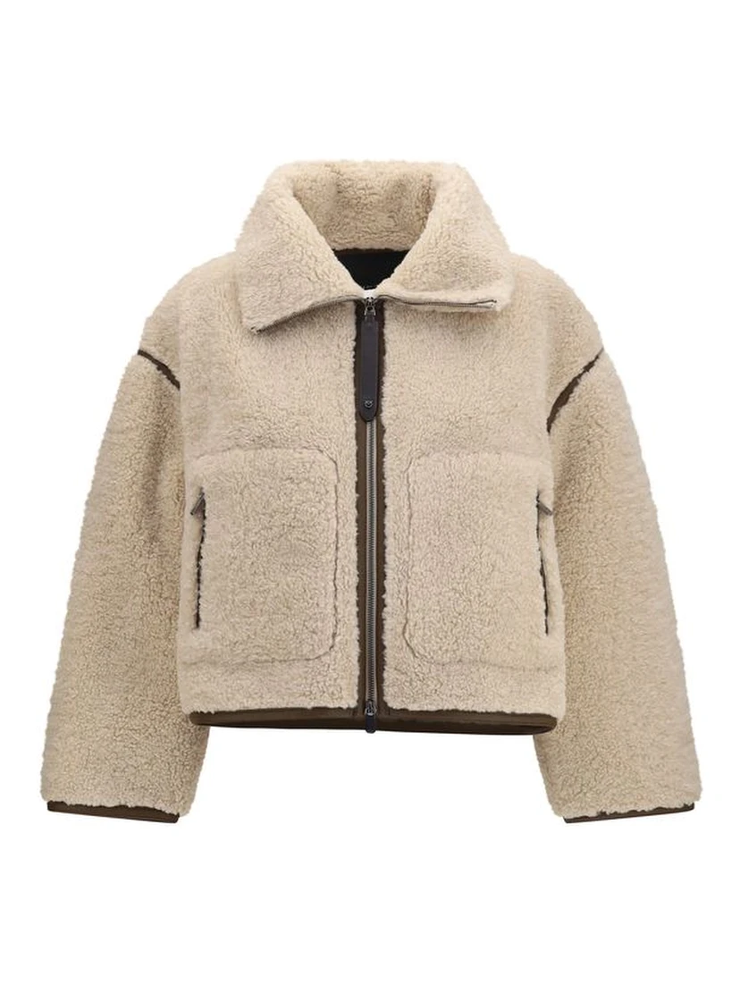 Beige Polyester Full-Length Jacket