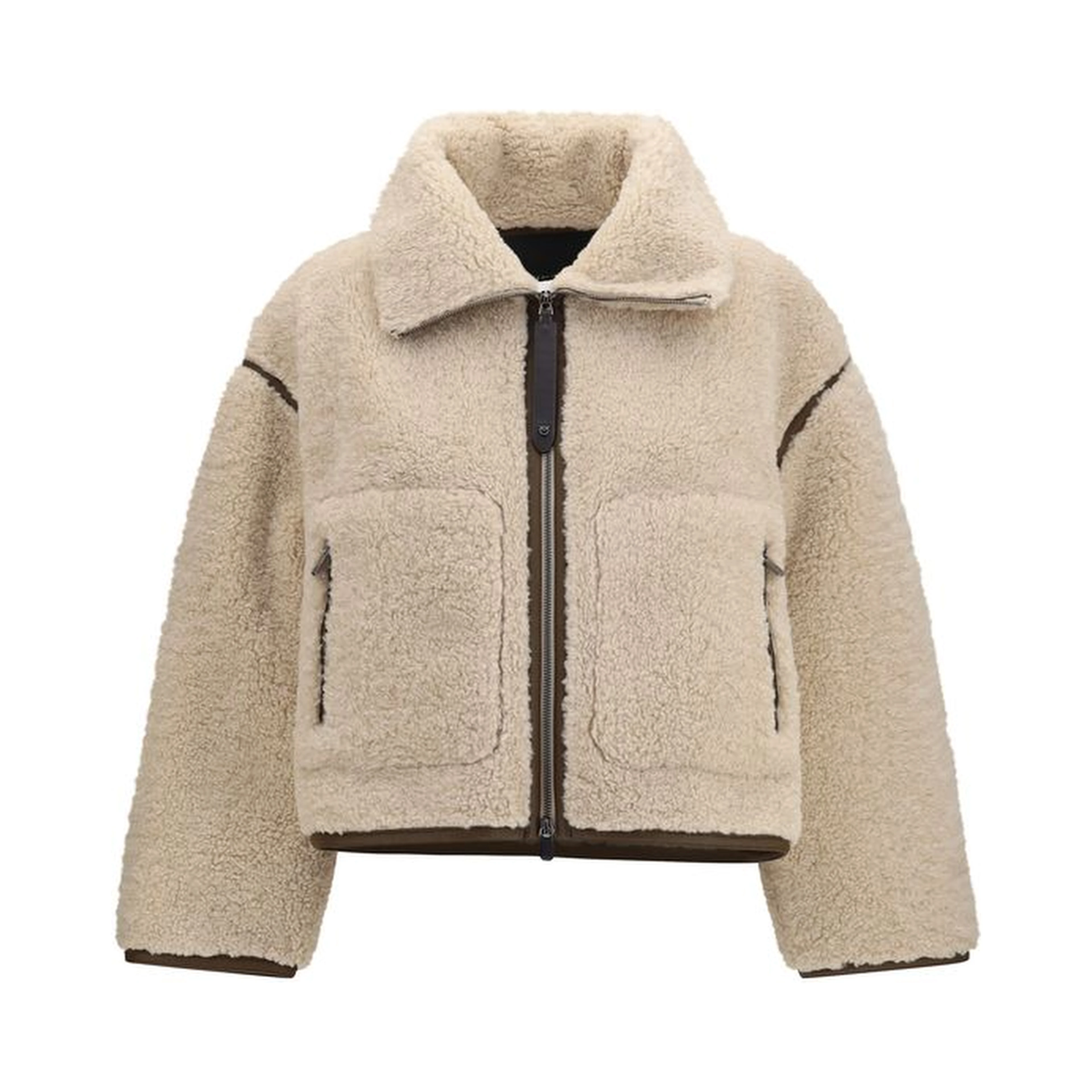 Beige Polyester Full-Length Jacket