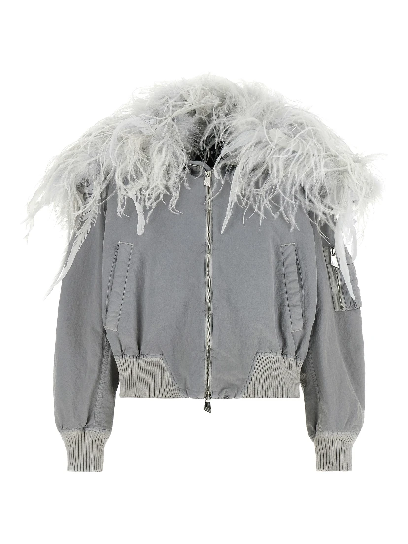 Gray Polyamide Bomber