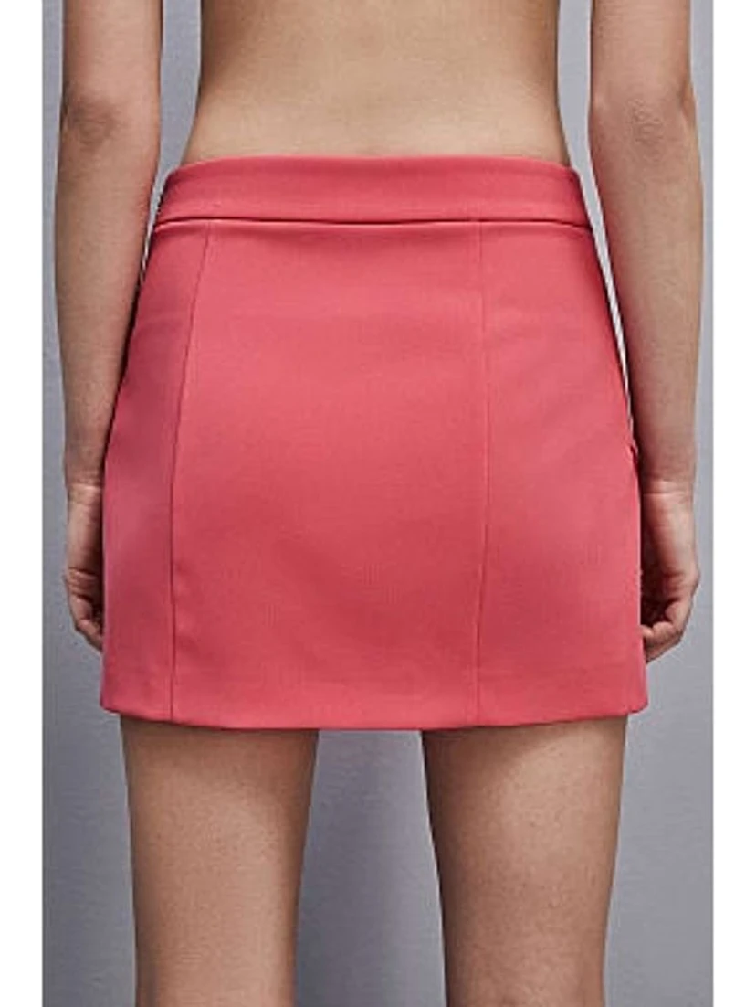 Pink Polyester Mini Skirt