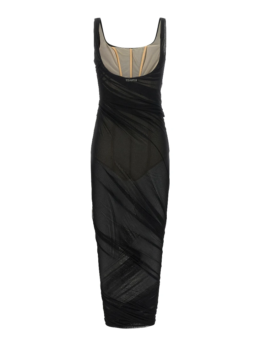 Black Polyamide Midi Dress