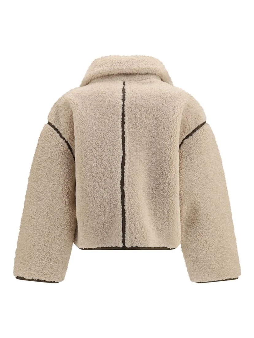 Beige Polyester Full-Length Jacket