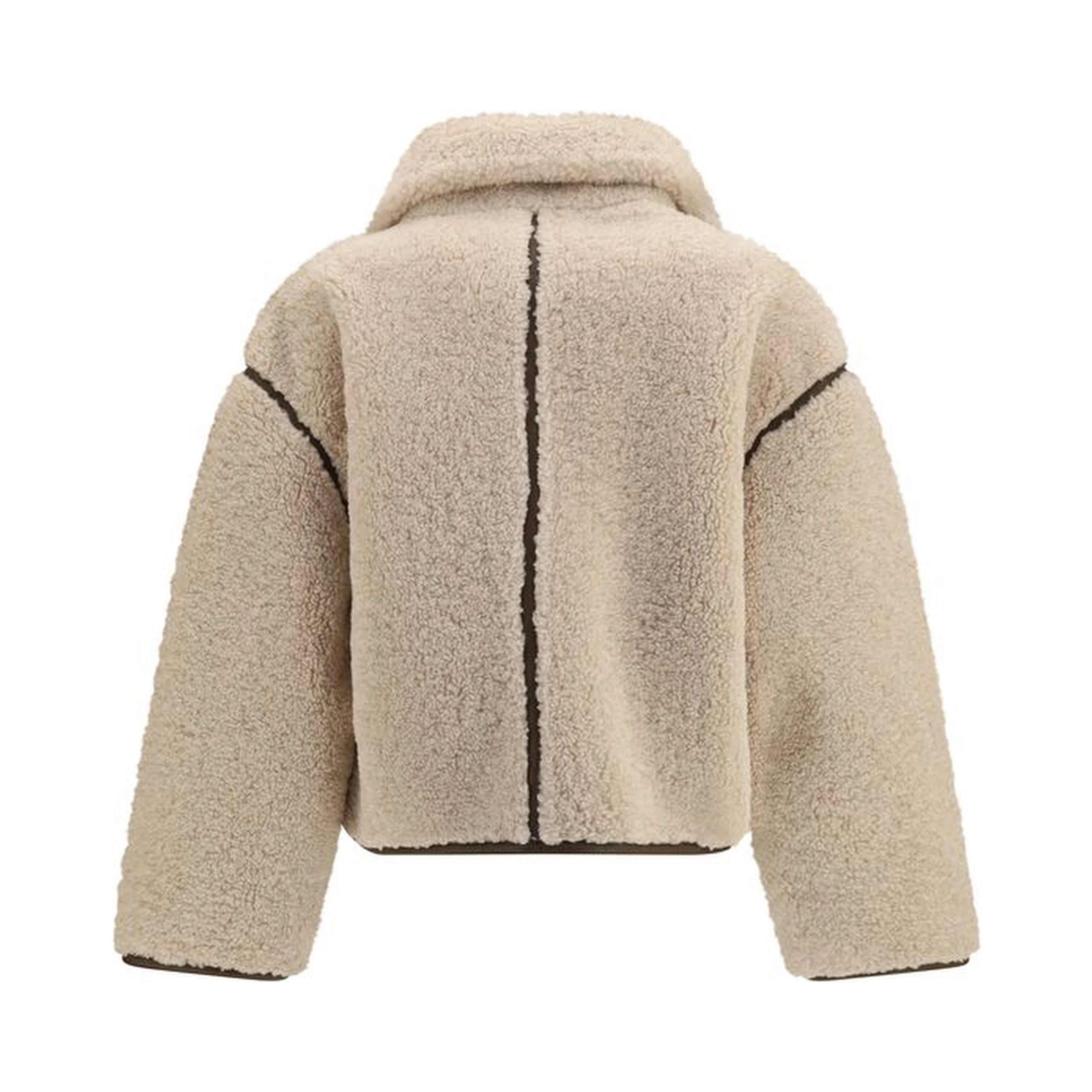 Beige Polyester Full-Length Jacket