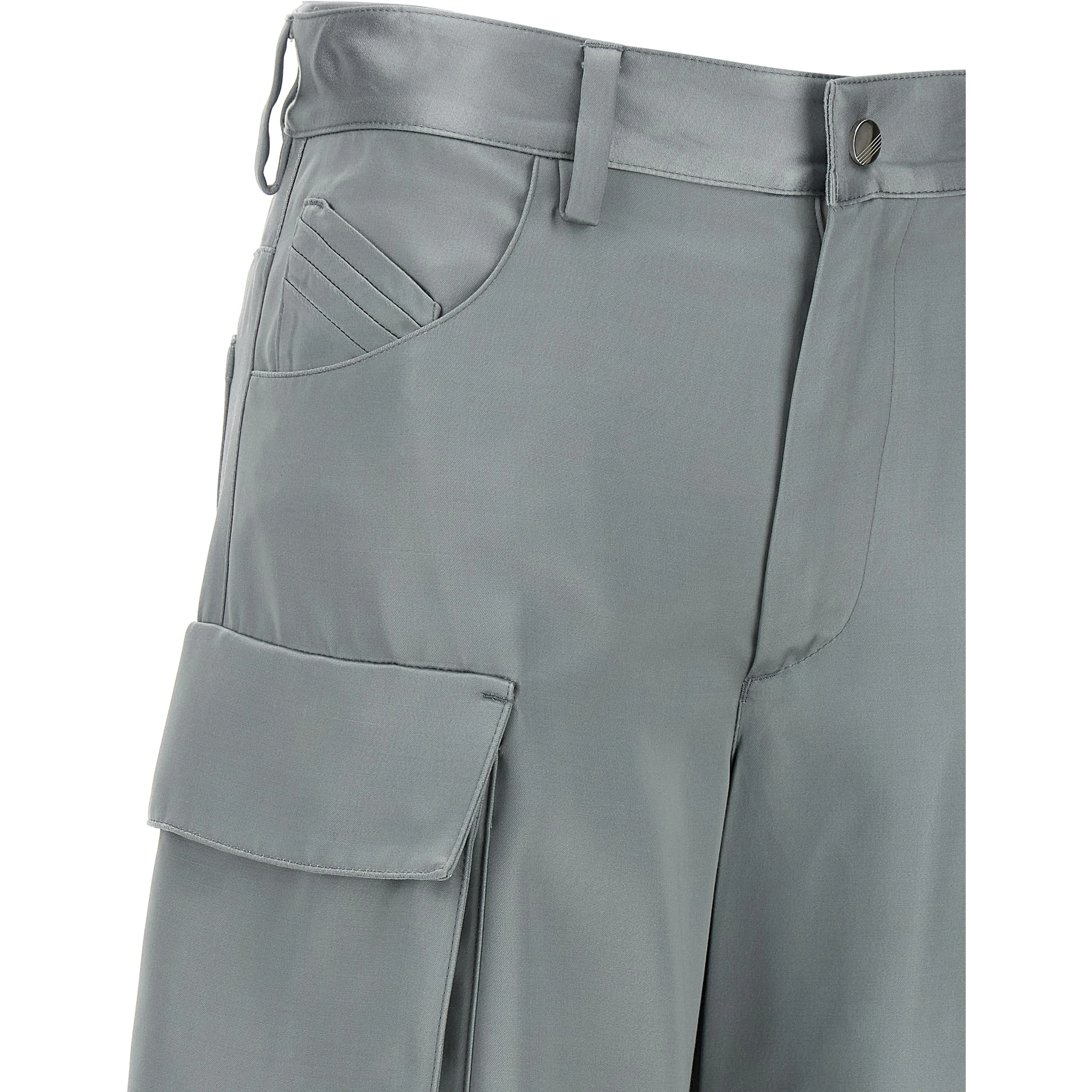 Gray Viscose Cargo Pants