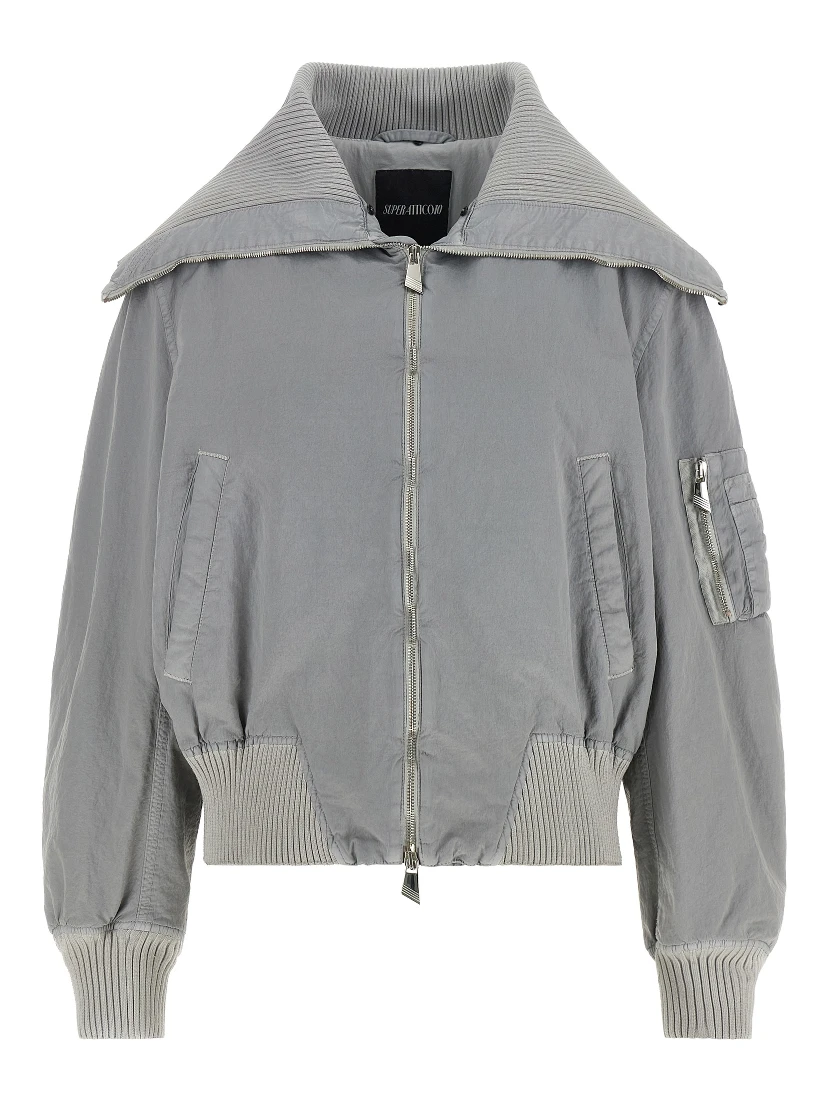 Gray Polyamide Bomber