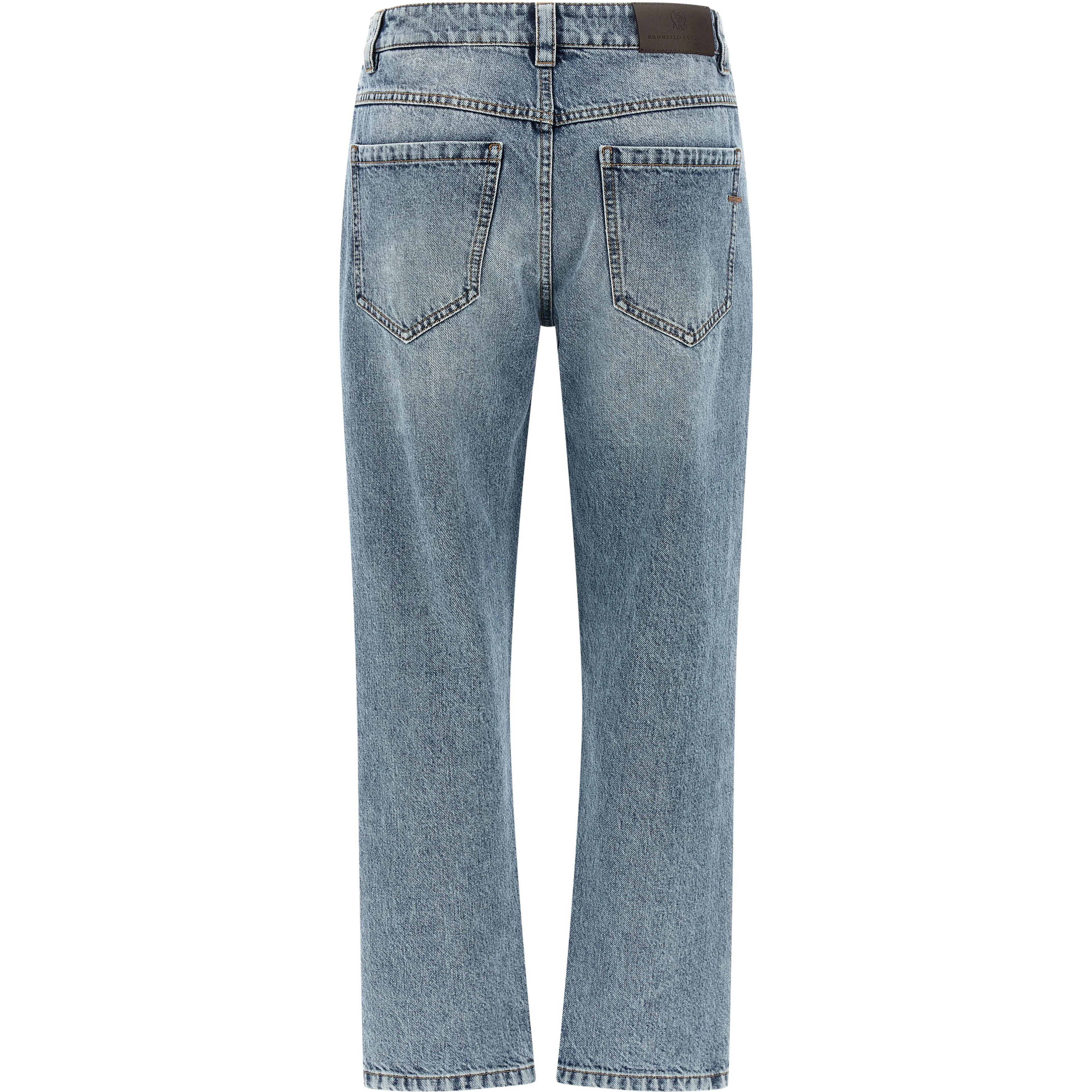 Blue Cotton Straight-Leg Jeans