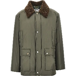 Padded jacket with shearling-effect collar