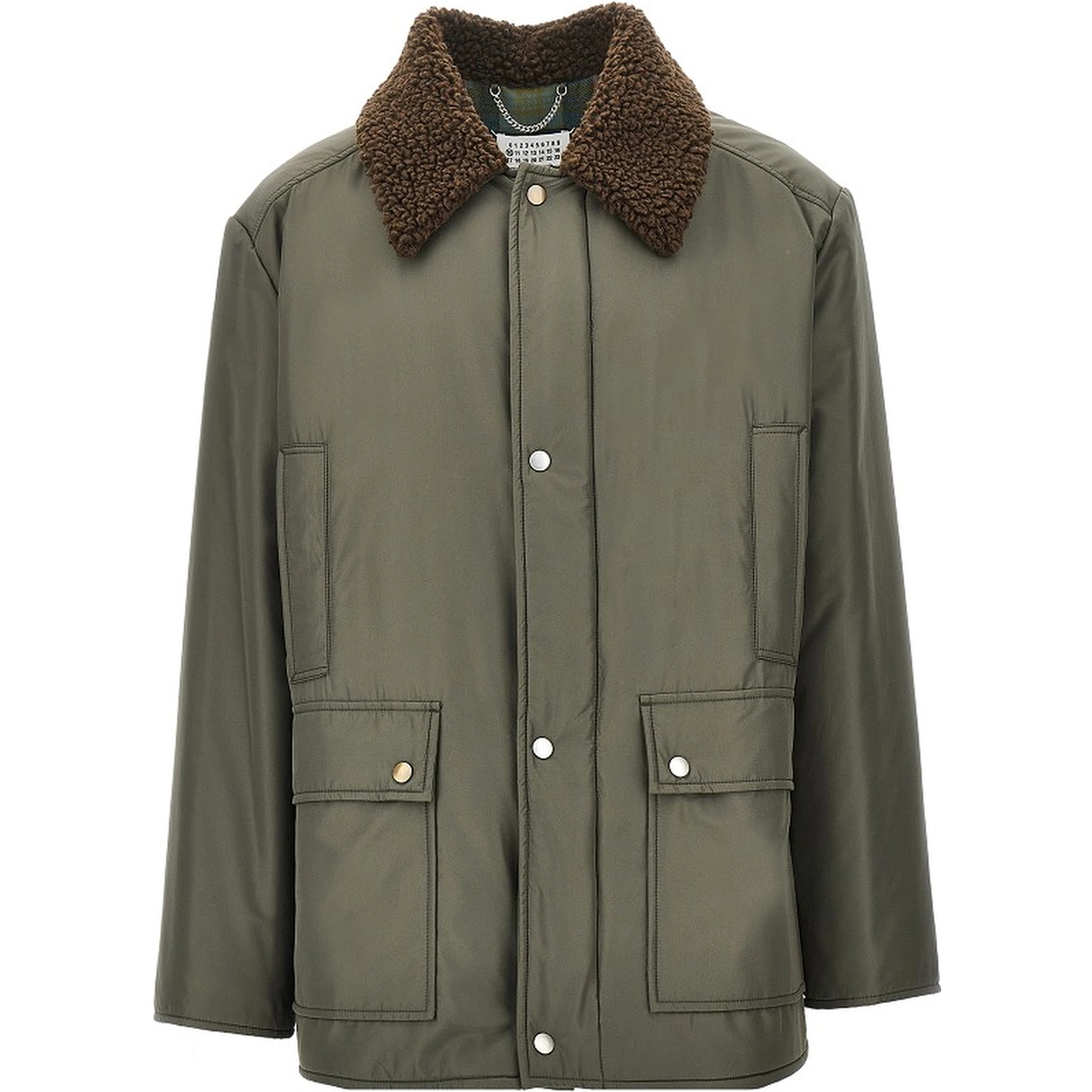 Padded jacket with shearling-effect collar