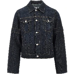 Upside-down sleeves denim jacket