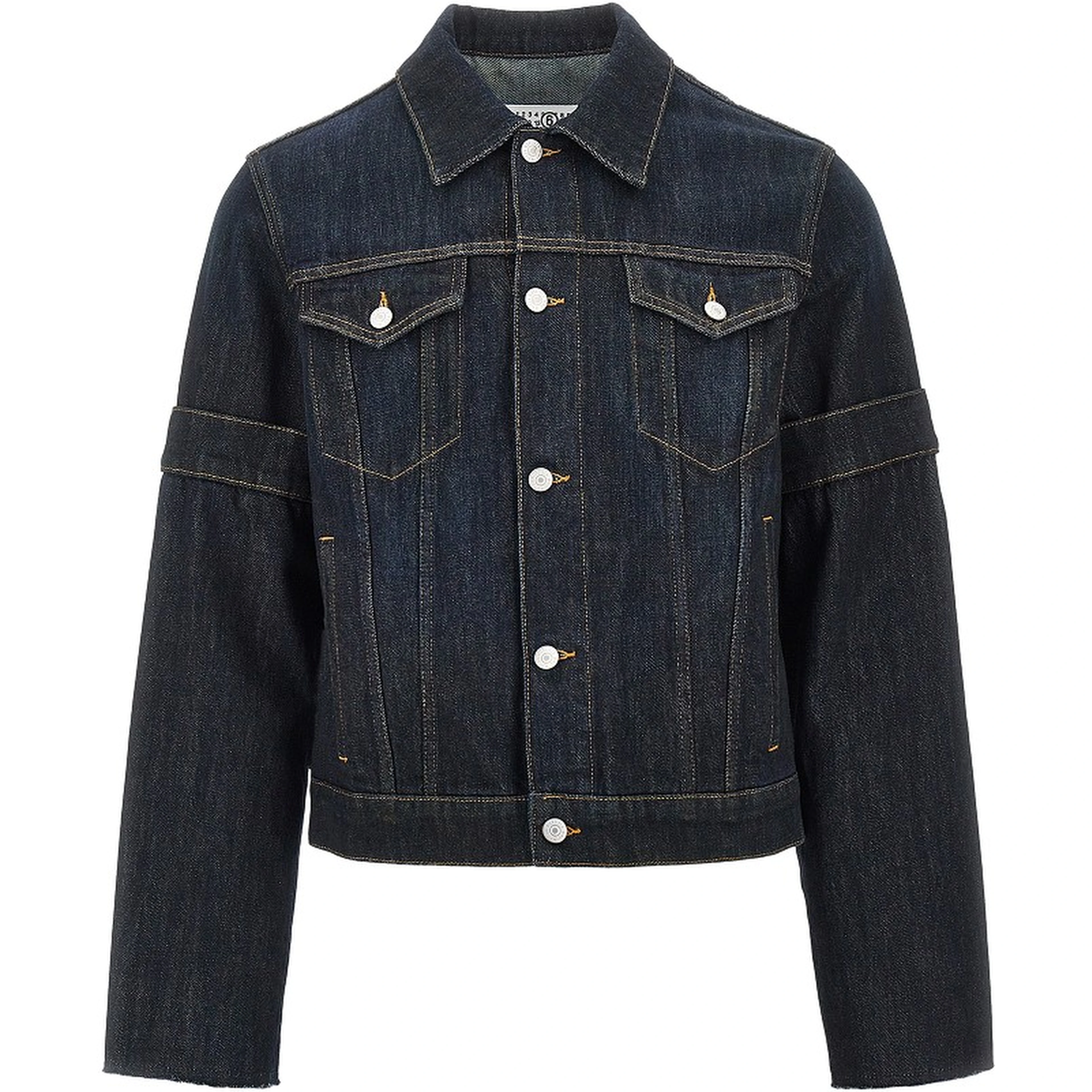 Upside-down sleeves denim jacket