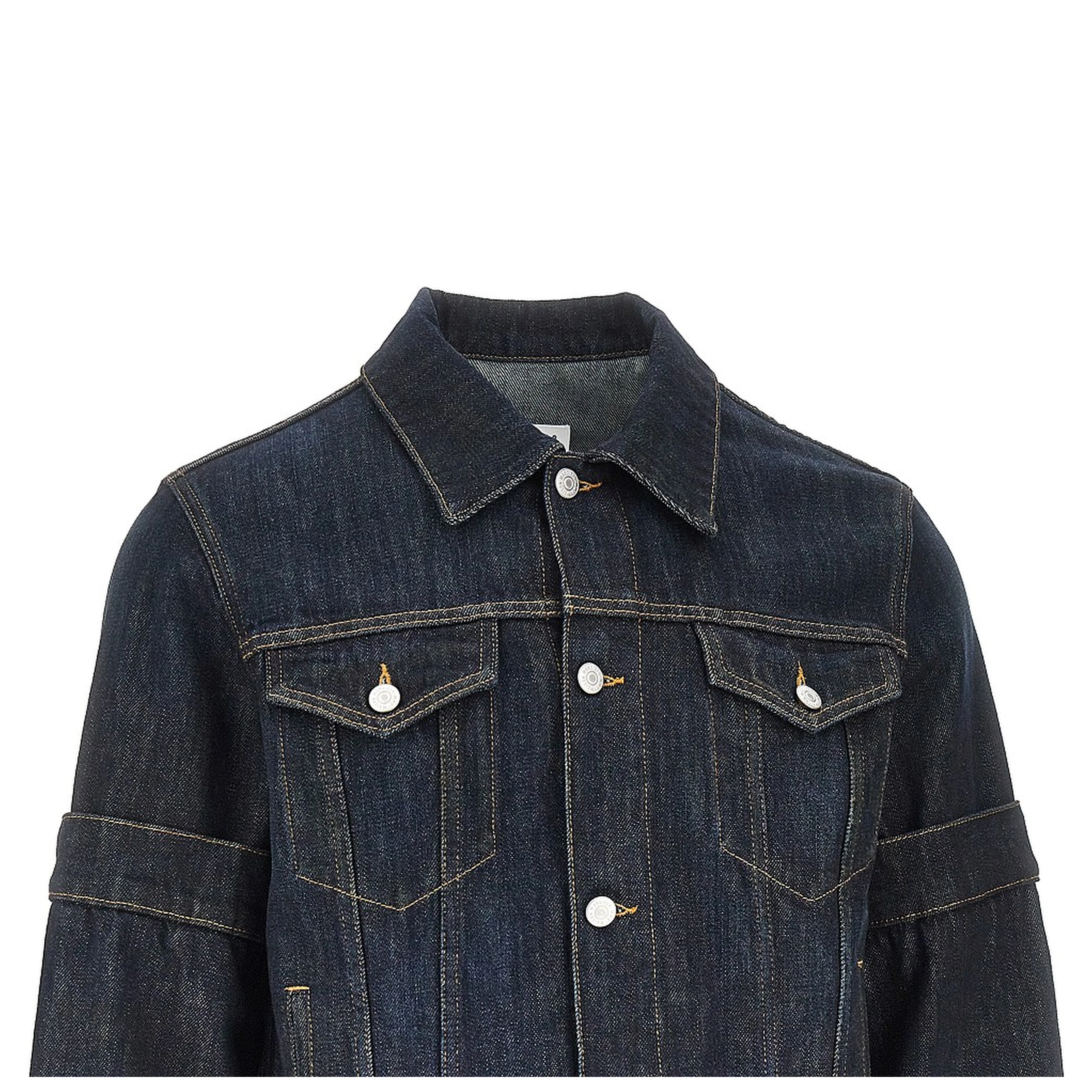 Upside-down sleeves denim jacket