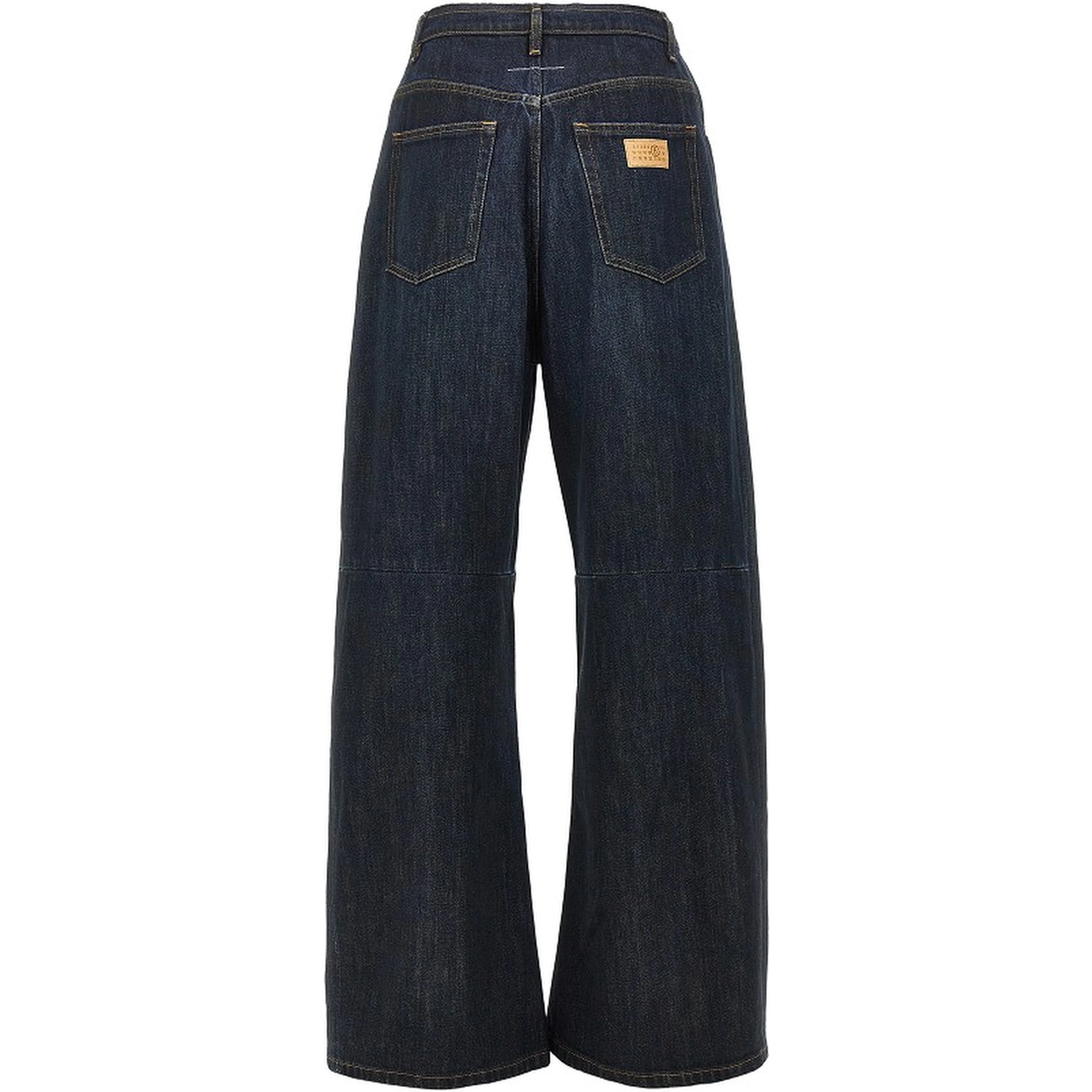Wide leg jeans with raw-cut waistline