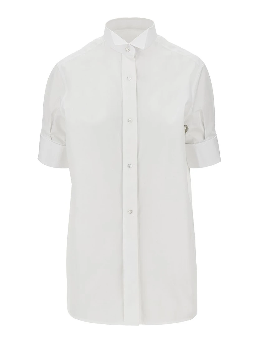 Cotton poplin short-sleeved shirt