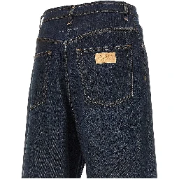 Wide leg jeans with raw-cut waistline