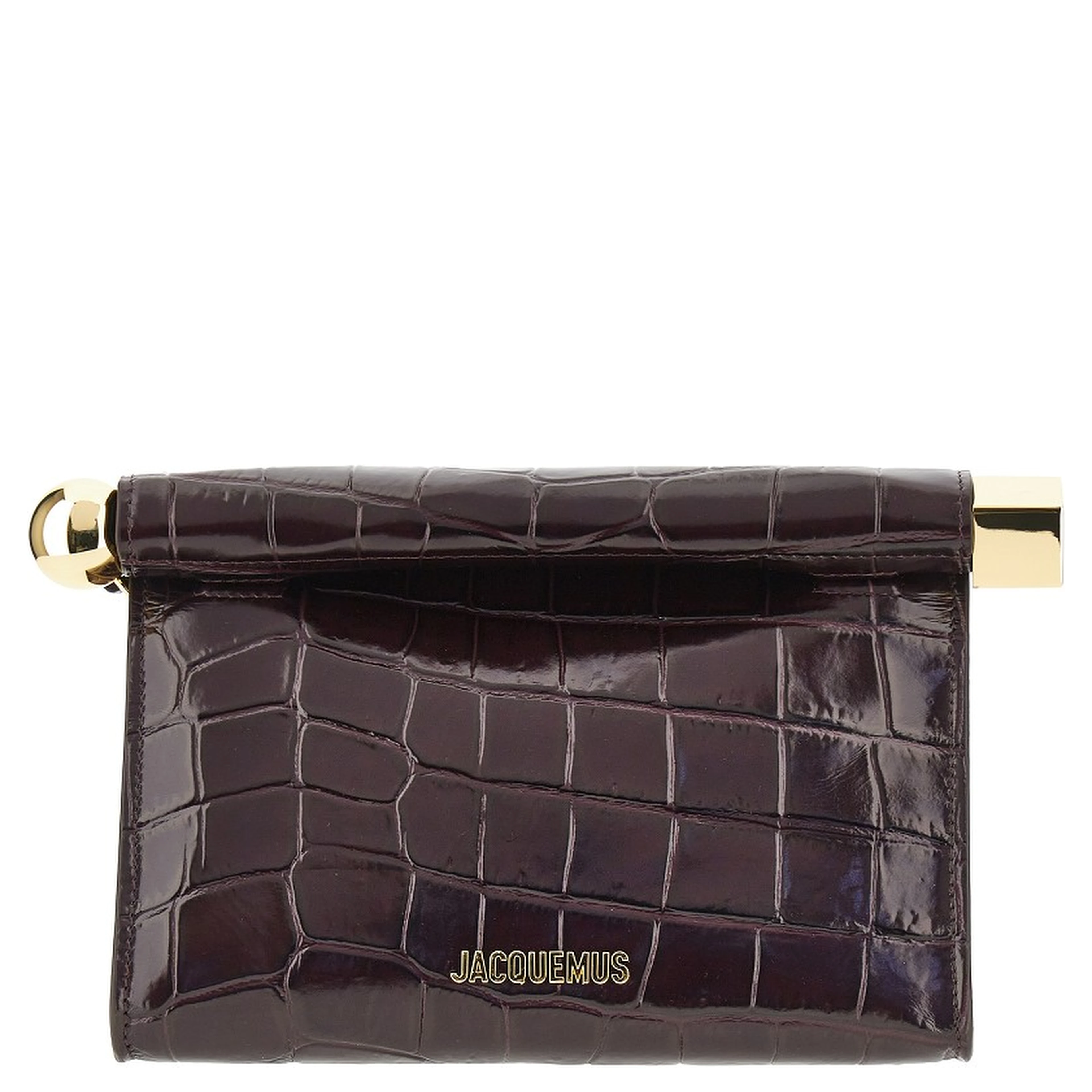 'Rond Carré' croco-embossed leather clutch