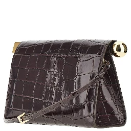 'Rond Carré' croco-embossed leather clutch