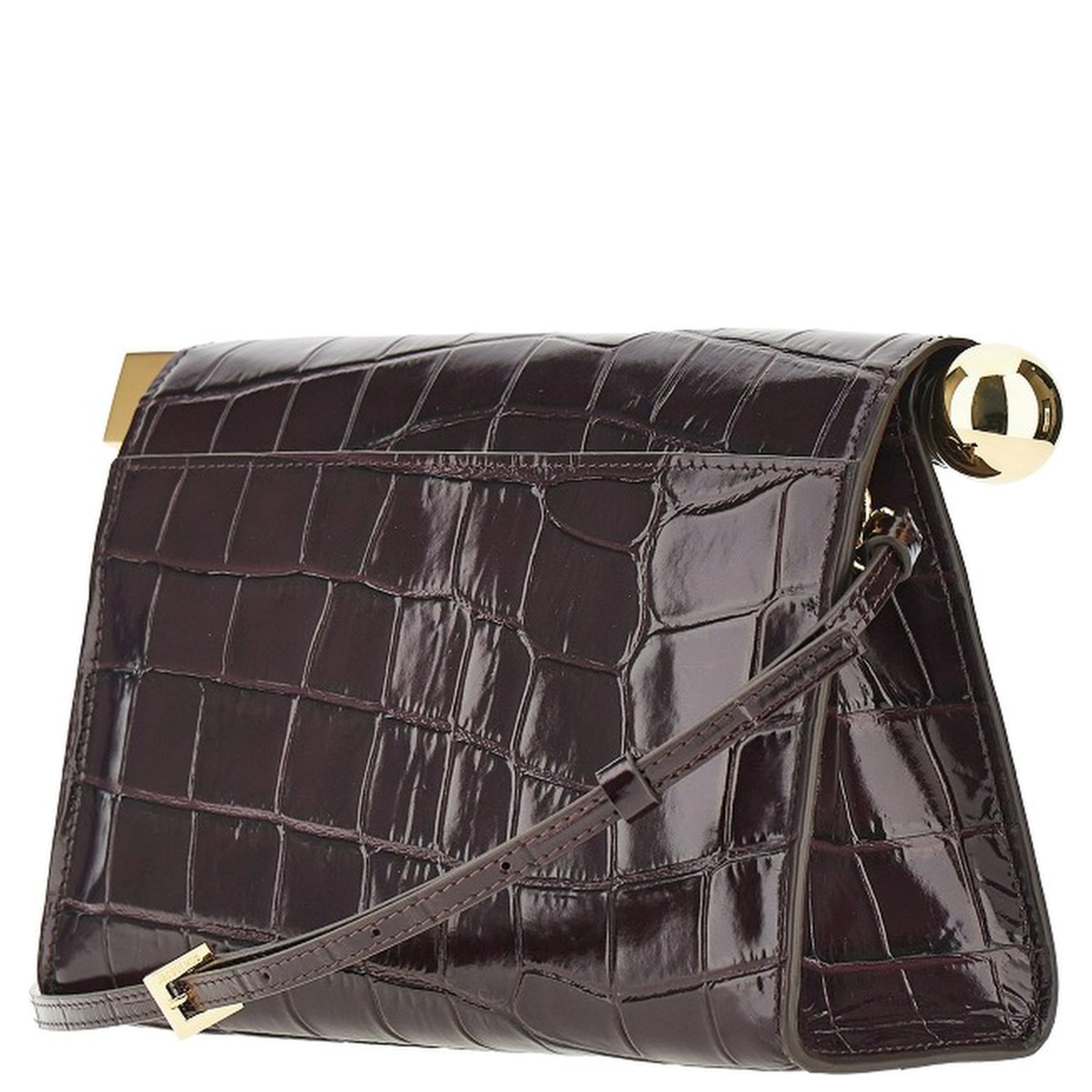 'Rond Carré' croco-embossed leather clutch