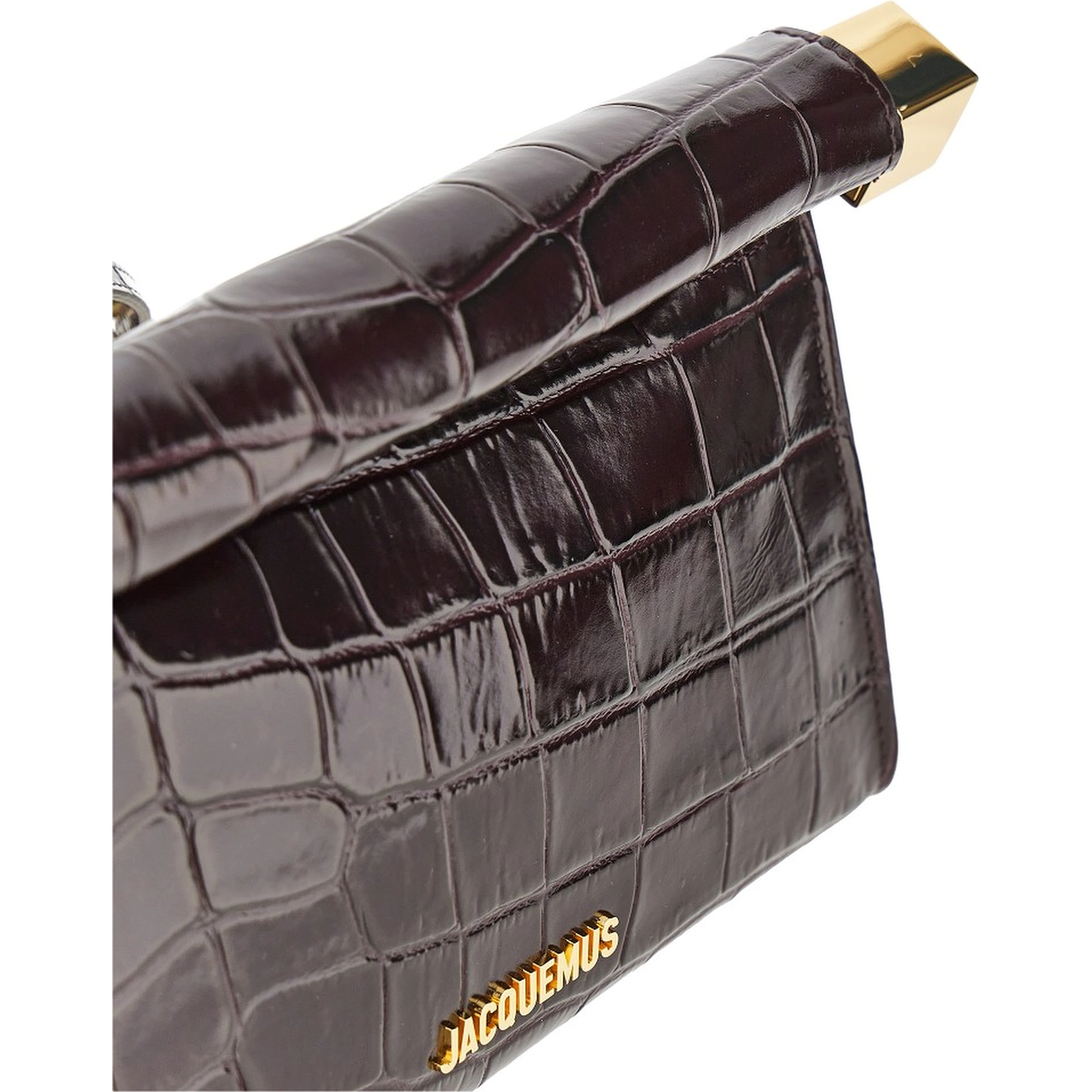 'Rond Carré' croco-embossed leather clutch