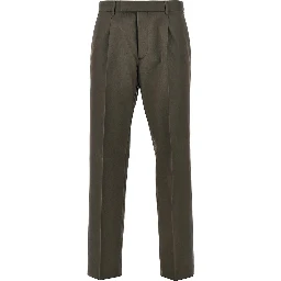 Wool and cotton pleated pants
