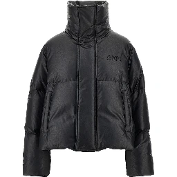 Faux leather down jacket
