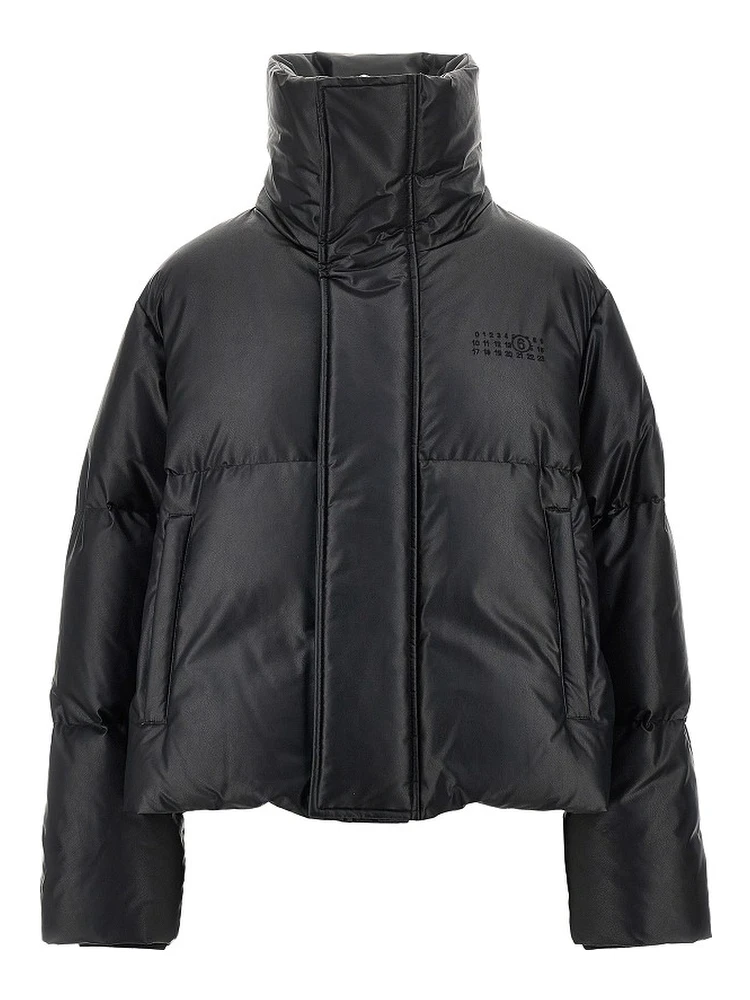 Faux leather down jacket