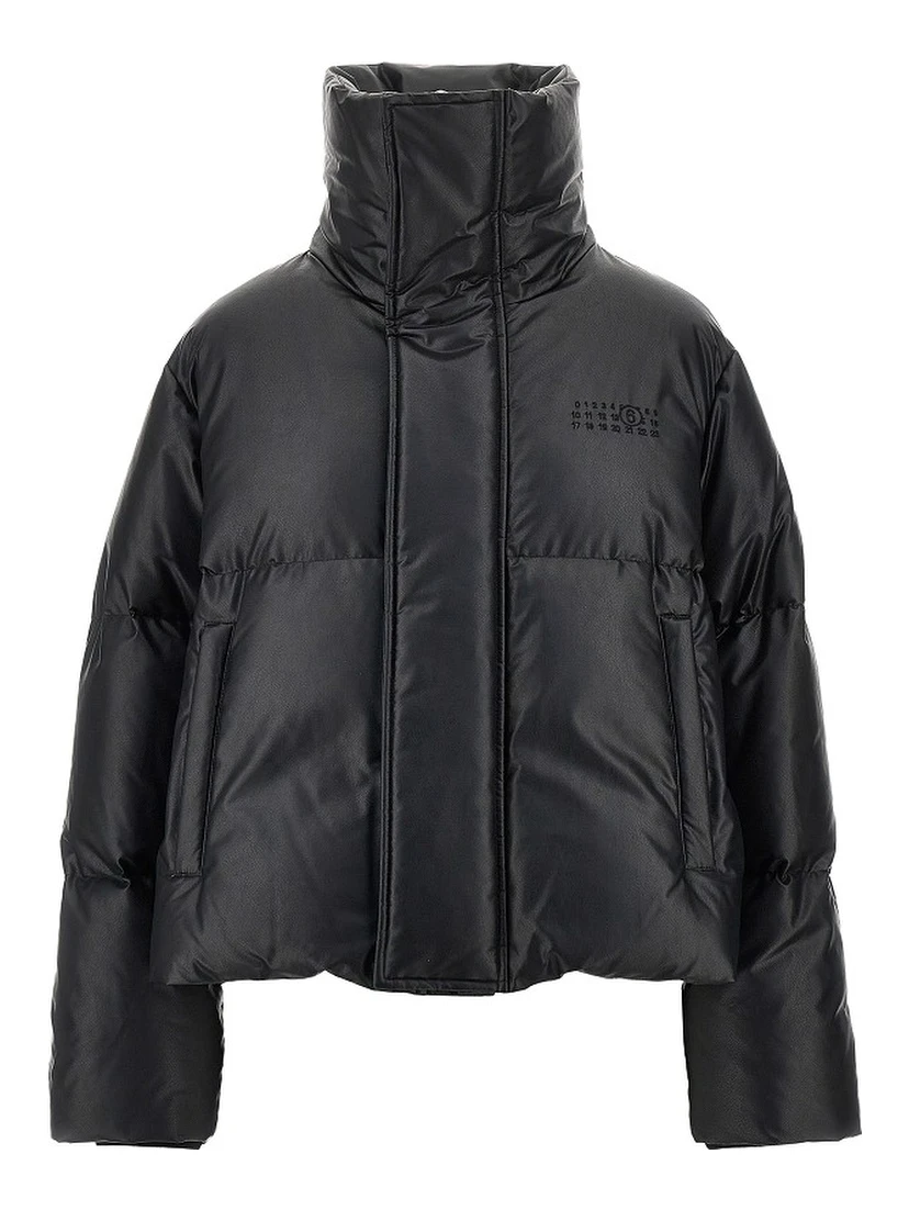 Faux leather down jacket