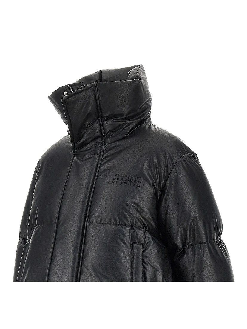 Faux leather down jacket