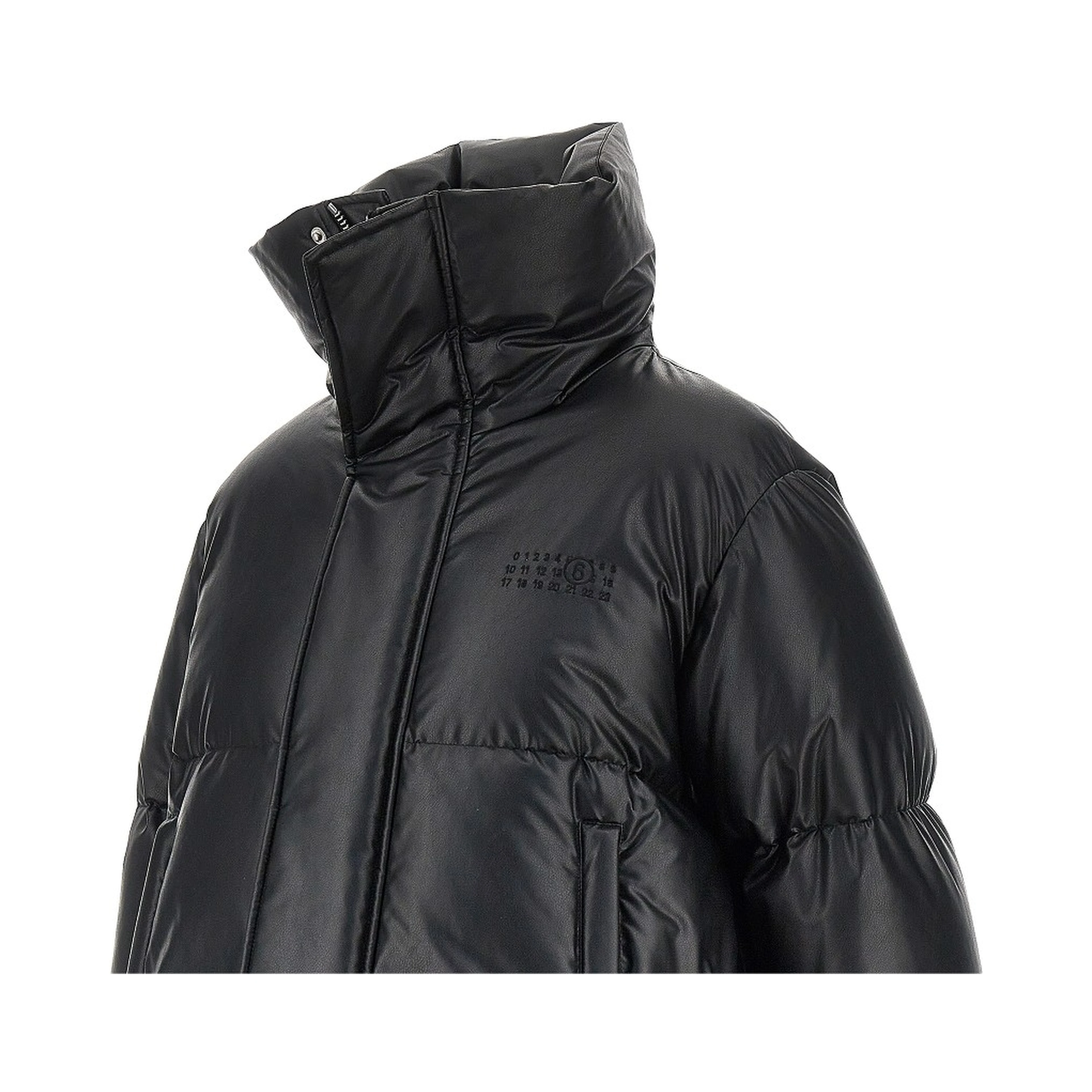 Faux leather down jacket