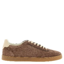 Brown Calfskin Low Top Sneakers