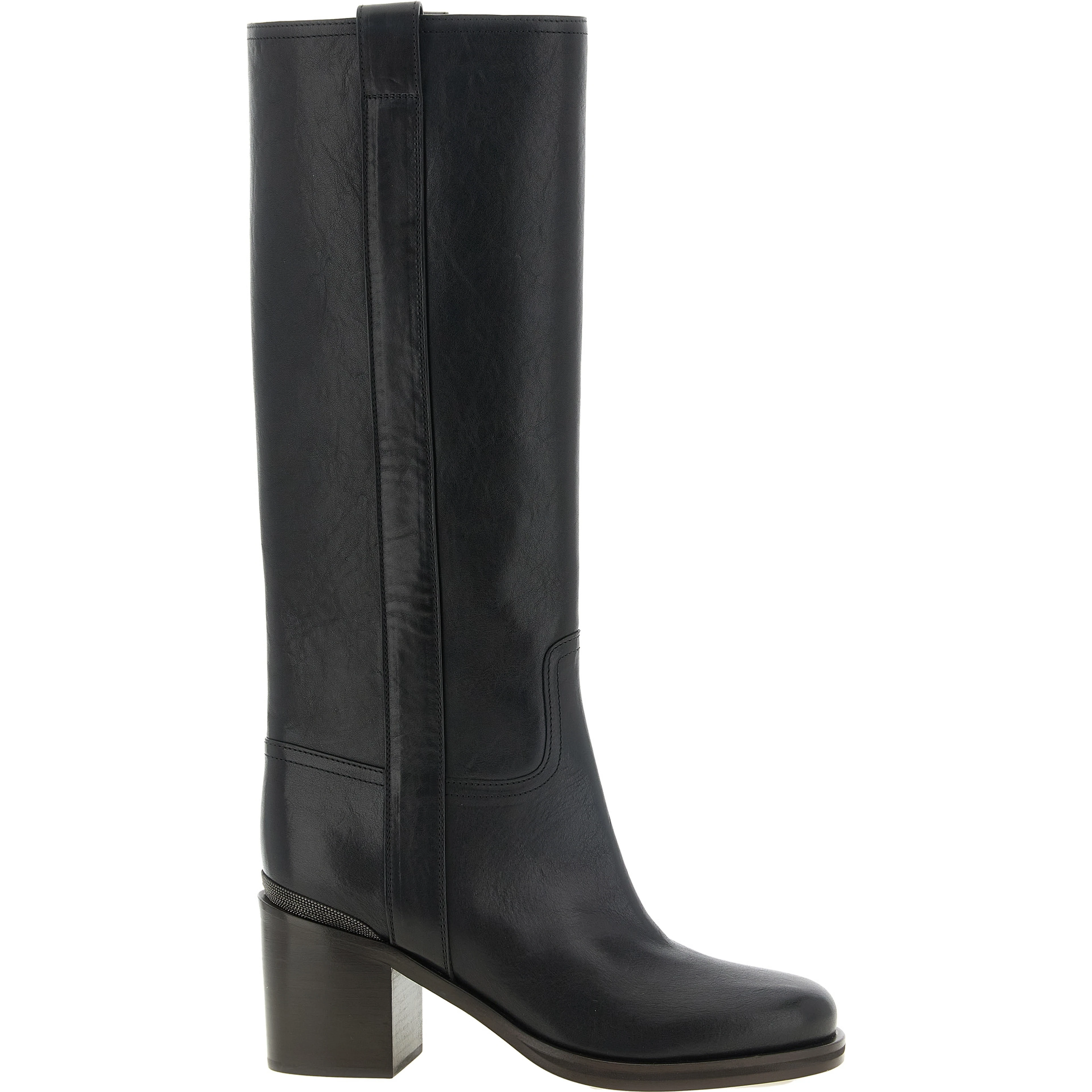 Black Calfskin Over The Knee