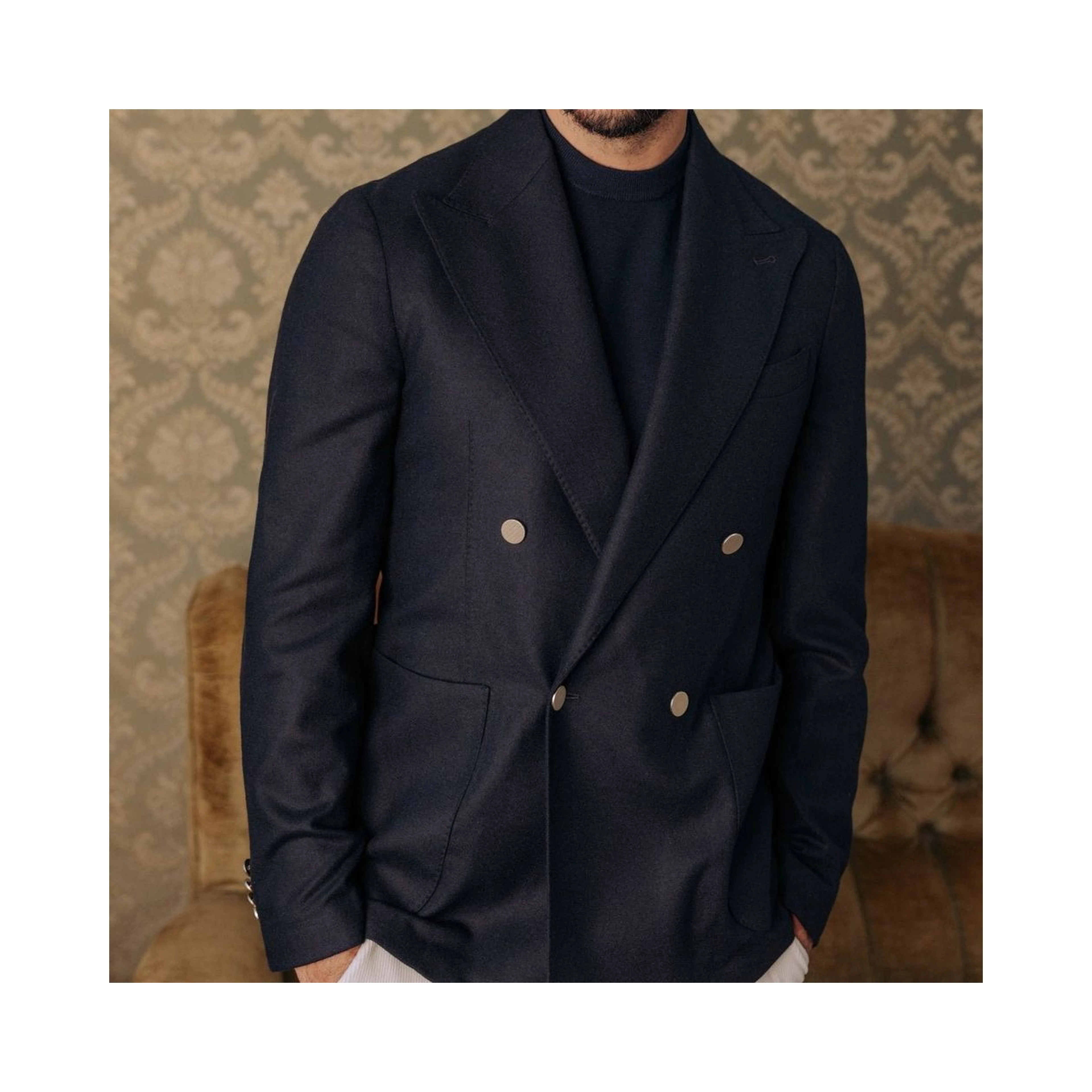 Blue Wool Full-Length Jacket