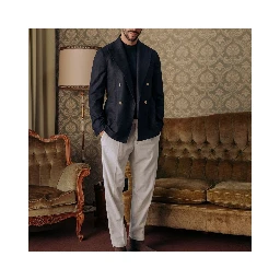 Blue Wool Full-Length Jacket