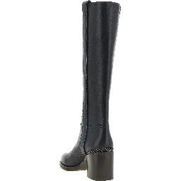 Black Calfskin Over The Knee
