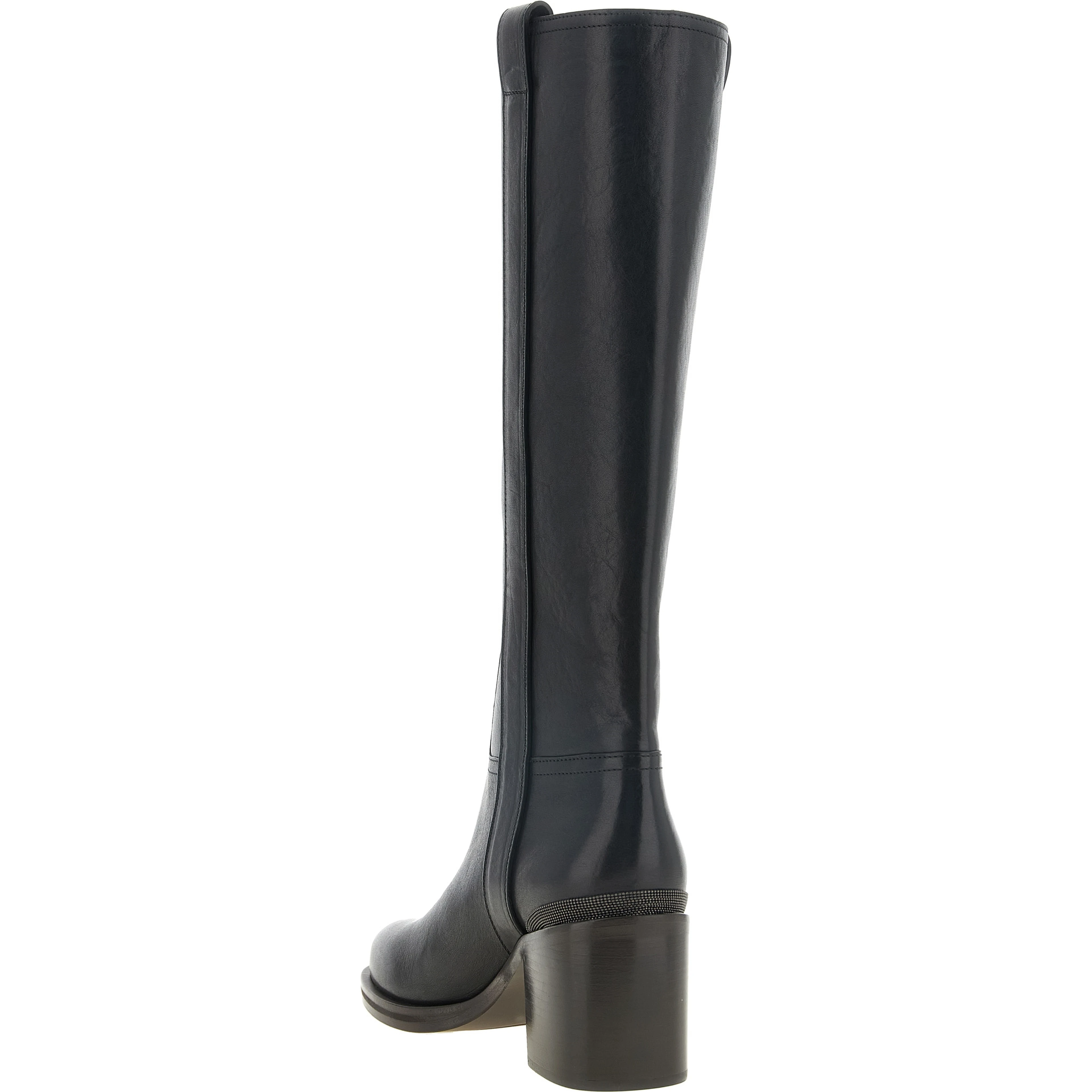 Black Calfskin Over The Knee