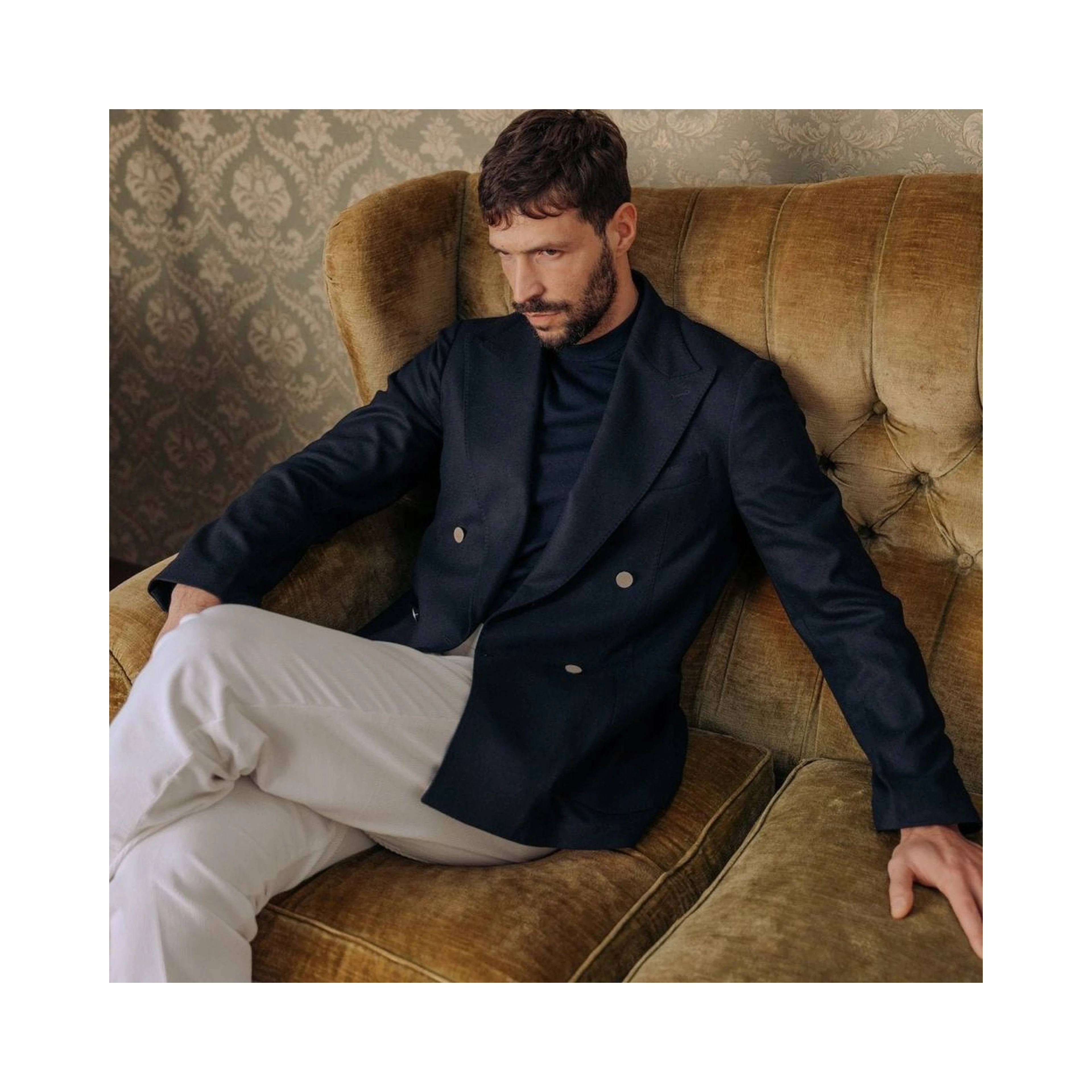 Blue Wool Full-Length Jacket