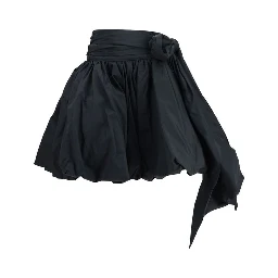 Black Polyester Midi Skirt