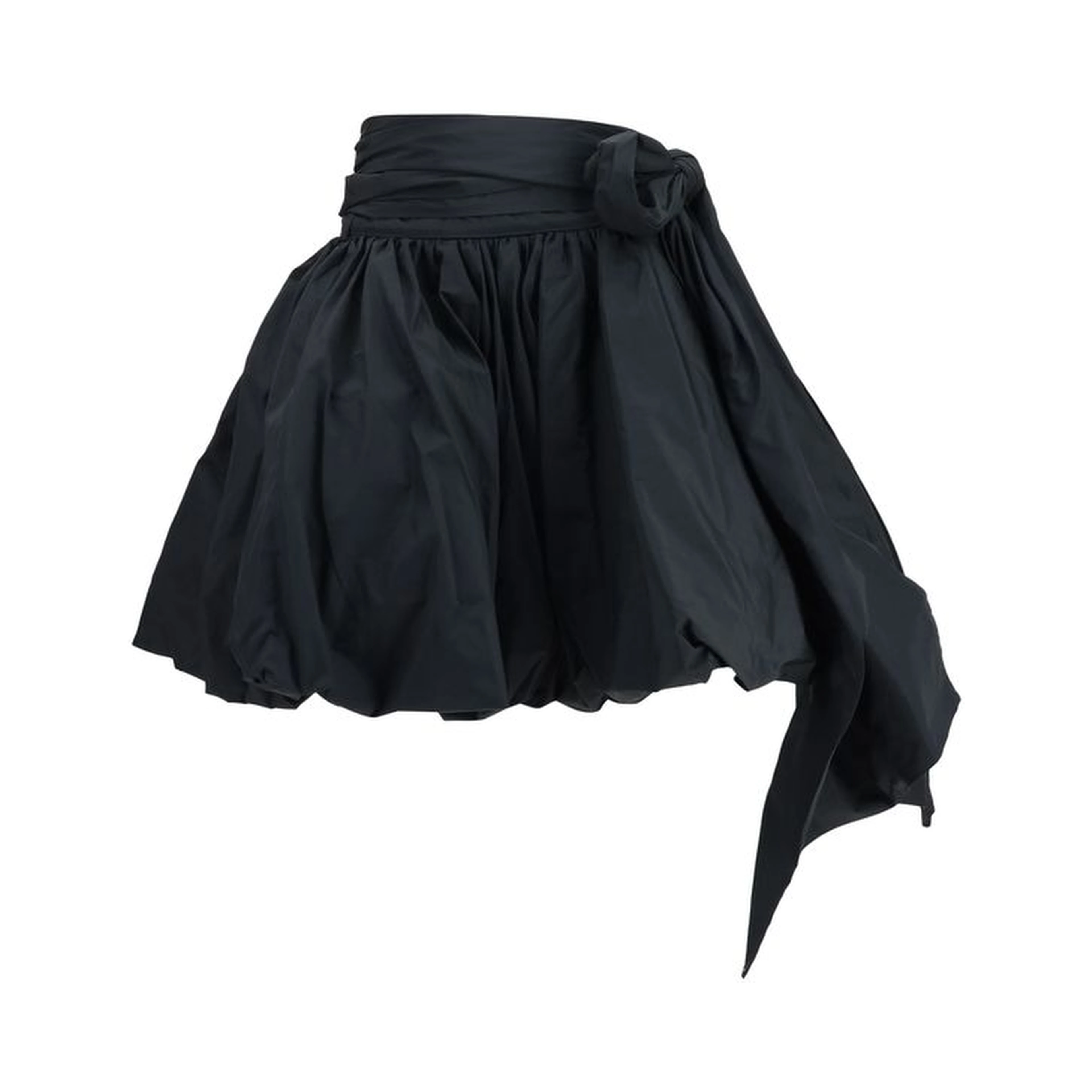 Black Polyester Midi Skirt