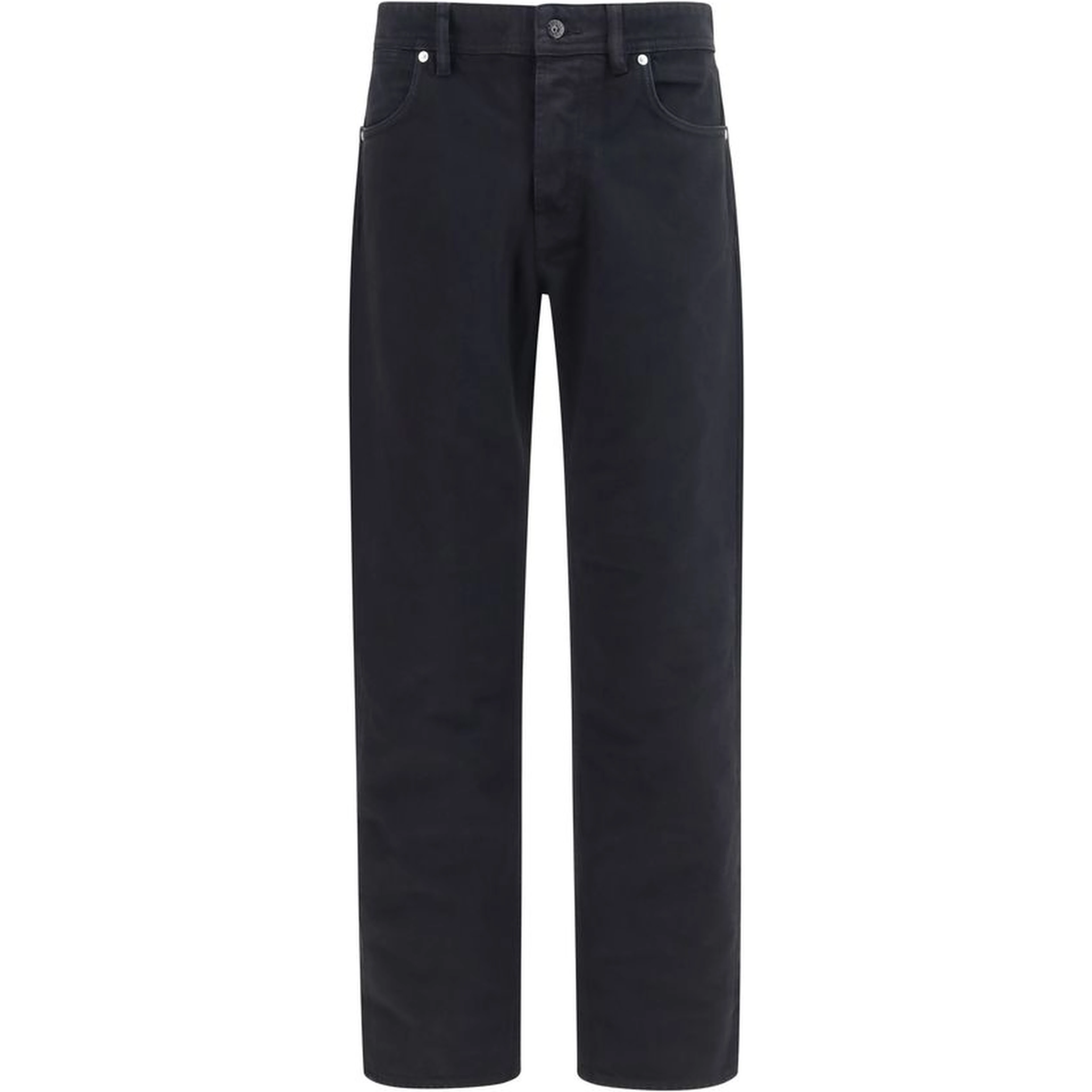 Black Cotton Straight-Leg Jeans