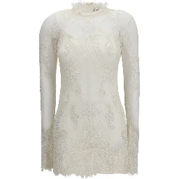 White Polyamide Casual Dress