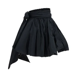 Black Polyester Midi Skirt