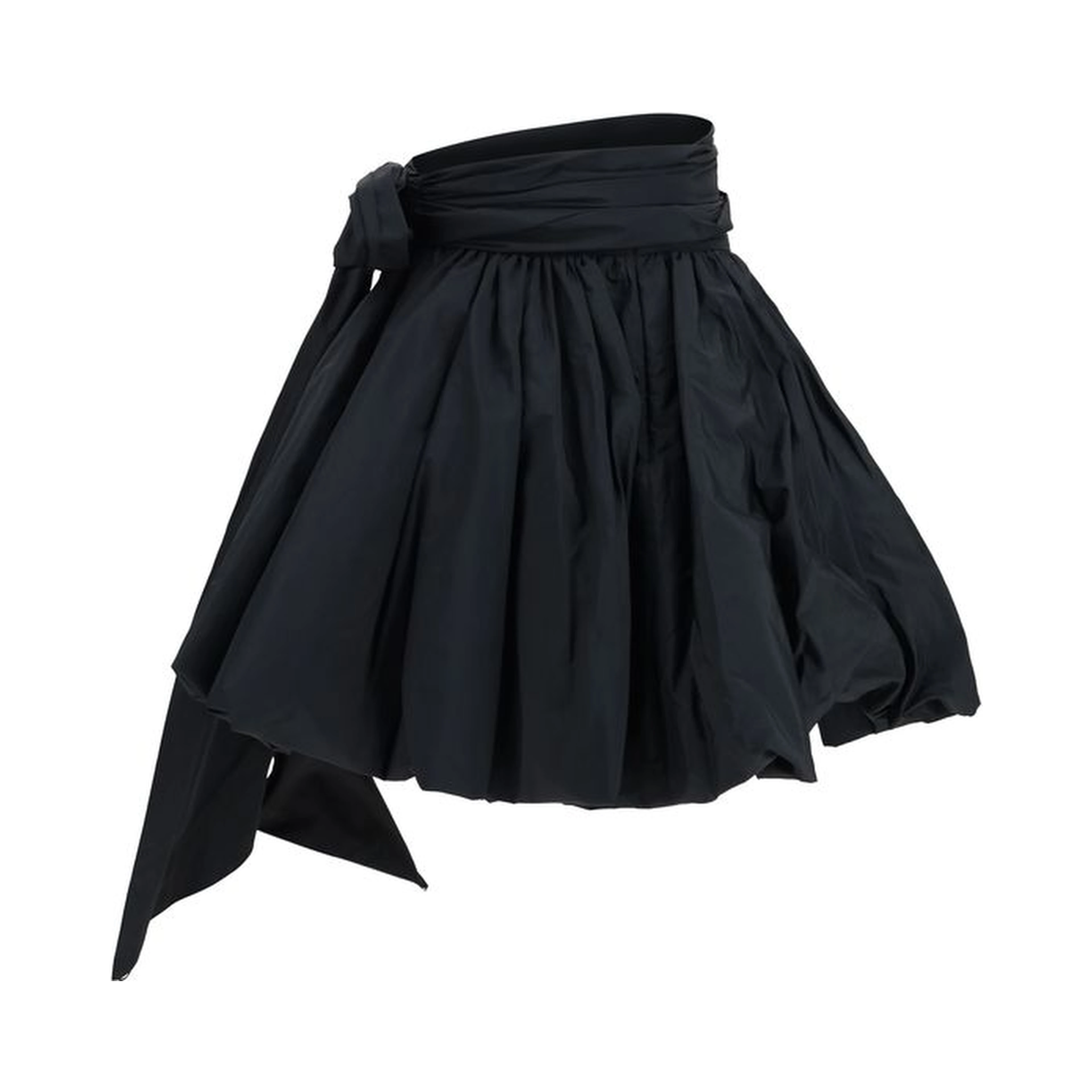 Black Polyester Midi Skirt