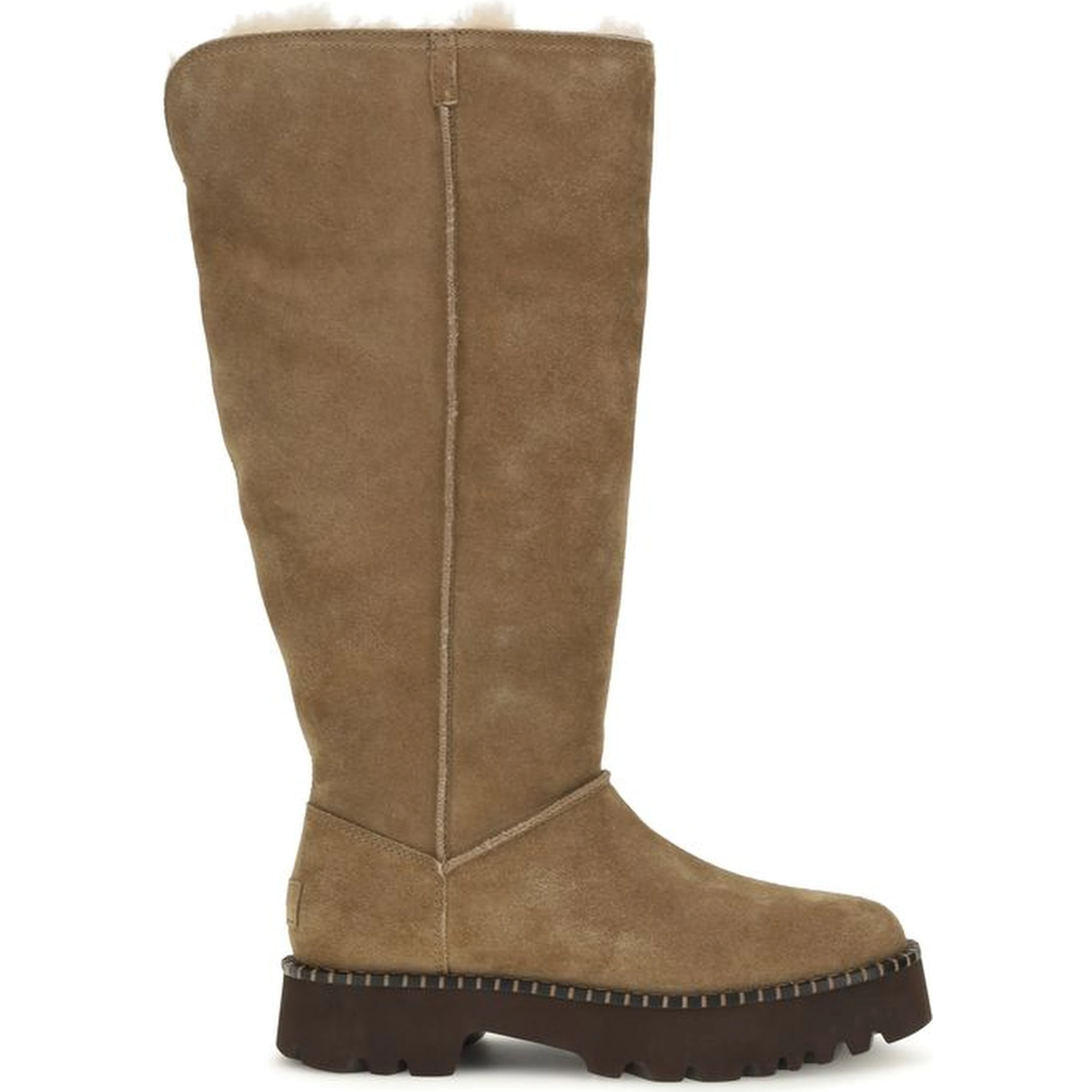 Beige Suede Leather Flat Boots