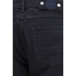 Black Cotton Straight-Leg Jeans