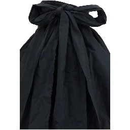 Black Polyester Midi Skirt