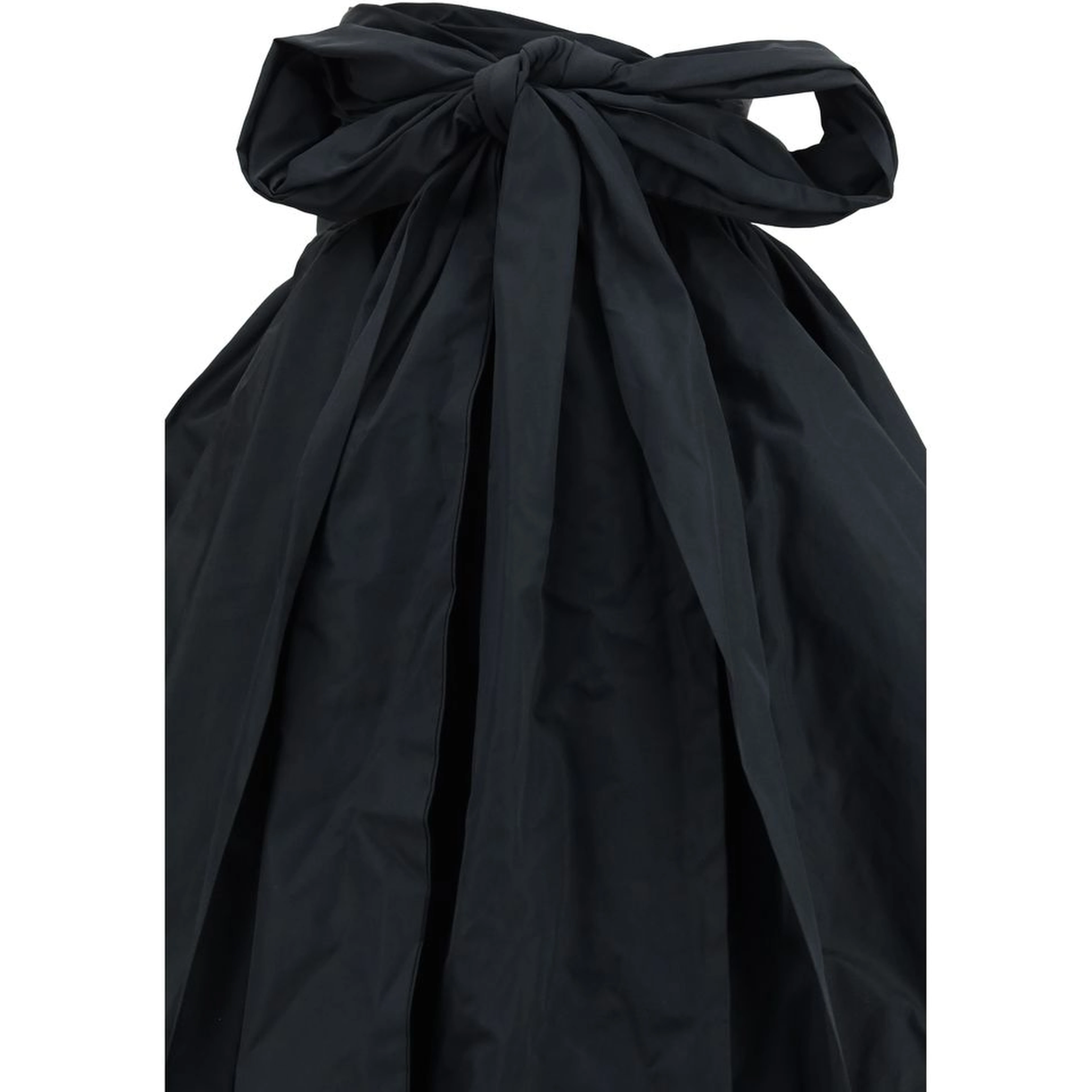Black Polyester Midi Skirt